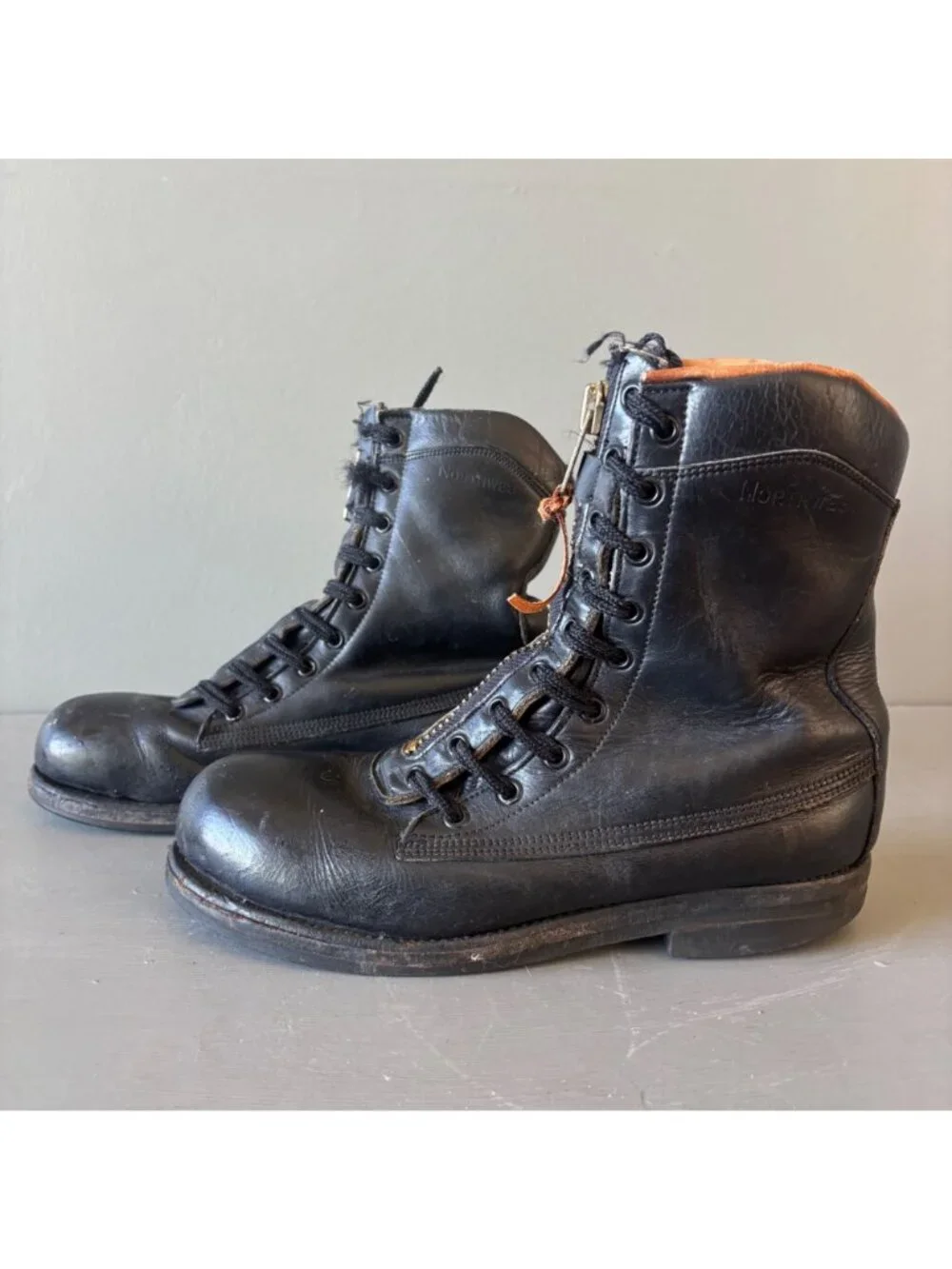 Vintage Vibram Northwest Firefighter Combat Boots Black Leather Shoes Mens 8